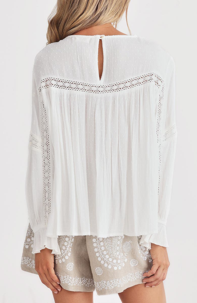 Talisman the Label Exhale Embroidered Trapeze Top, Alternate, color, Off White Dobby