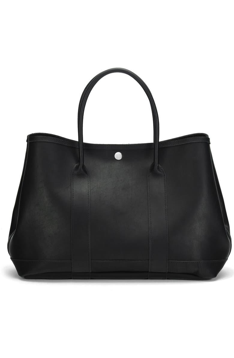 Ezra Arthur Audrey American Steer Leather Tote Bag, Main, color, Black