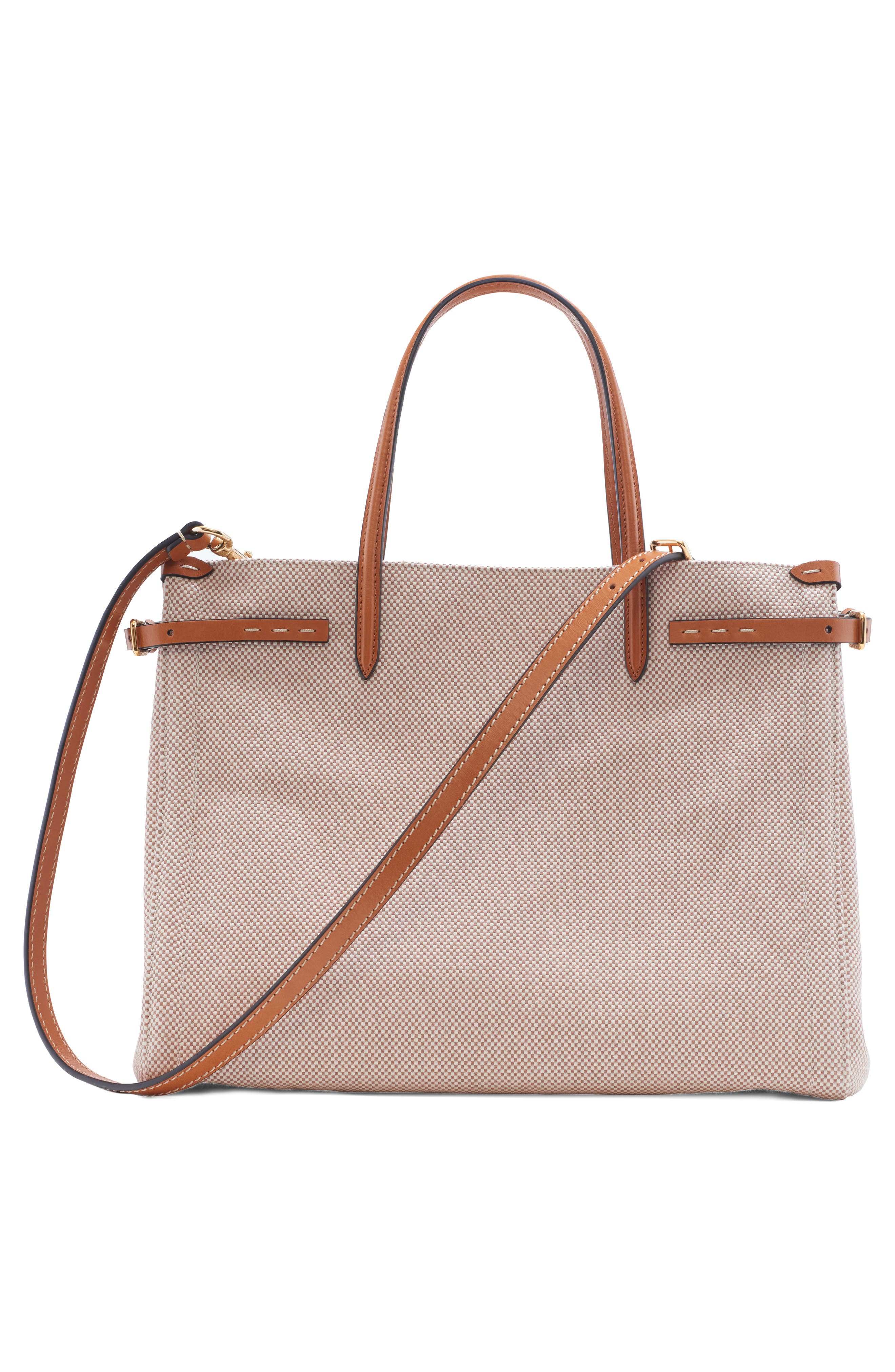 Valentino Garavani Medium Antibes Canvas Tote, Alternate, color, Naturale/ Tobacco/ Camel