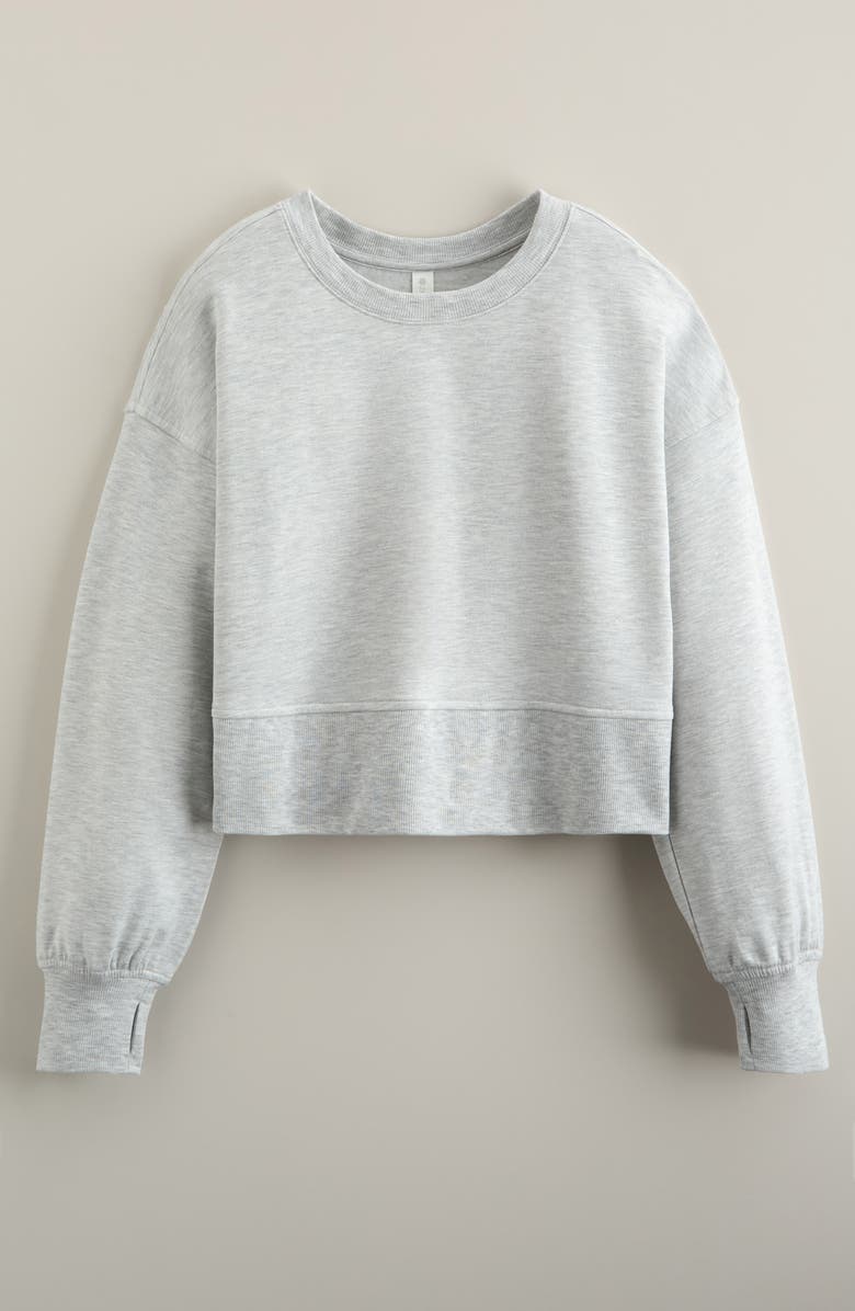 Zella Girl Kids' Low Key Sweatshirt, Main, color, Grey Light Heather