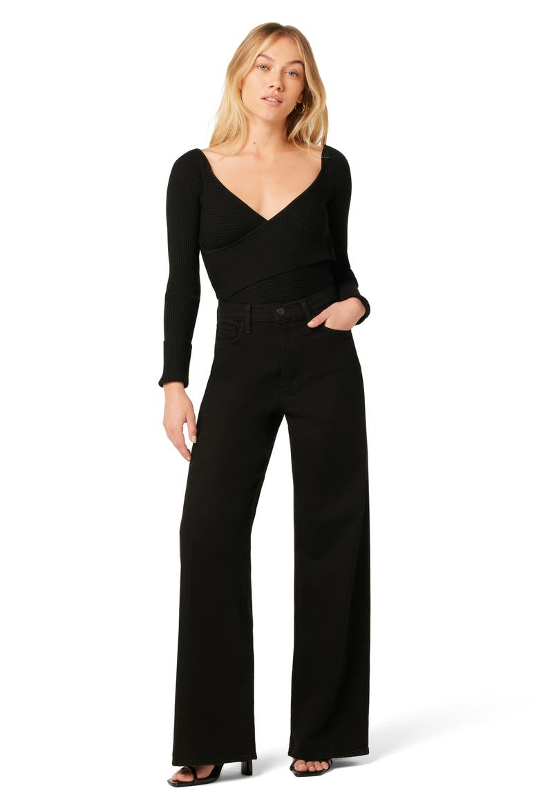 The Mia Petite High Waist Wide Leg Jeans, Alternate, color, BLACK