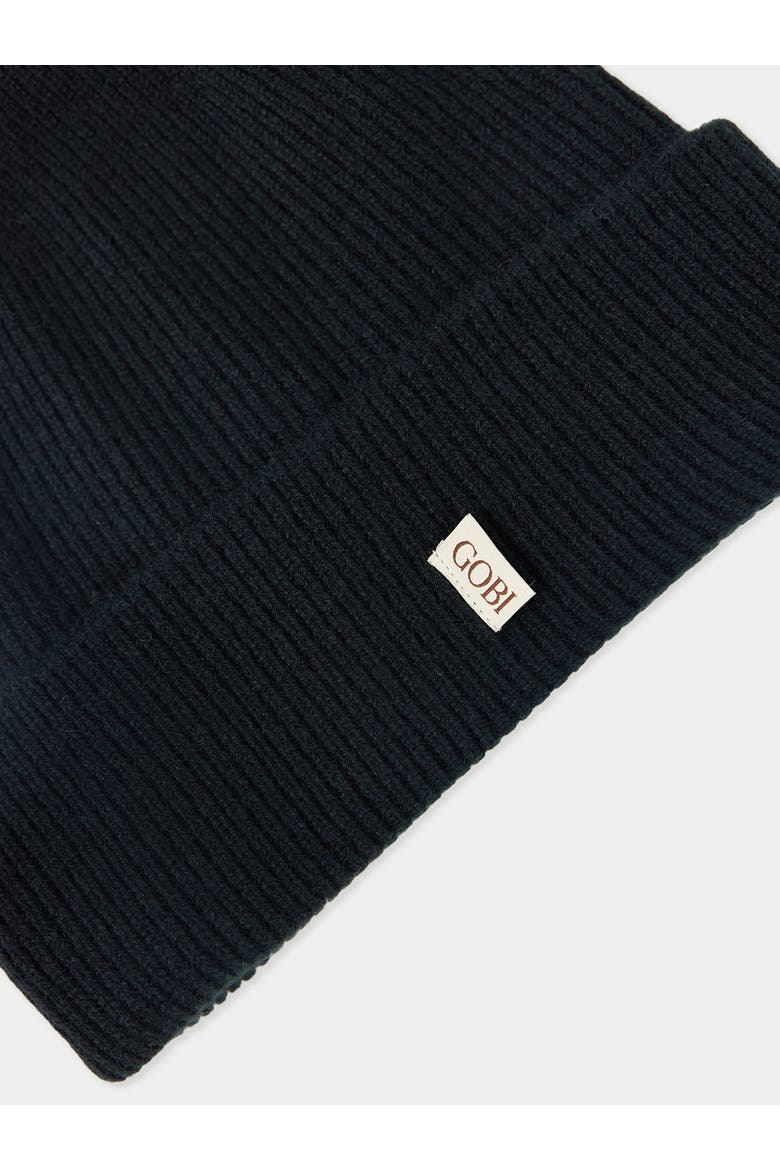 Cashmere Rib Knit Beanie, Alternate, color, black