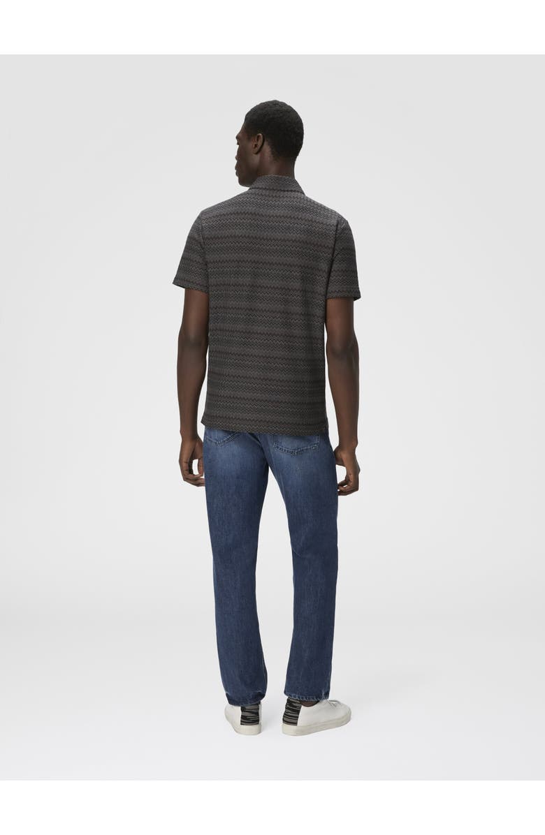 Missoni Short Sleeve Cotton Polo With Zigzag Pattern, Alternate, color, Grey