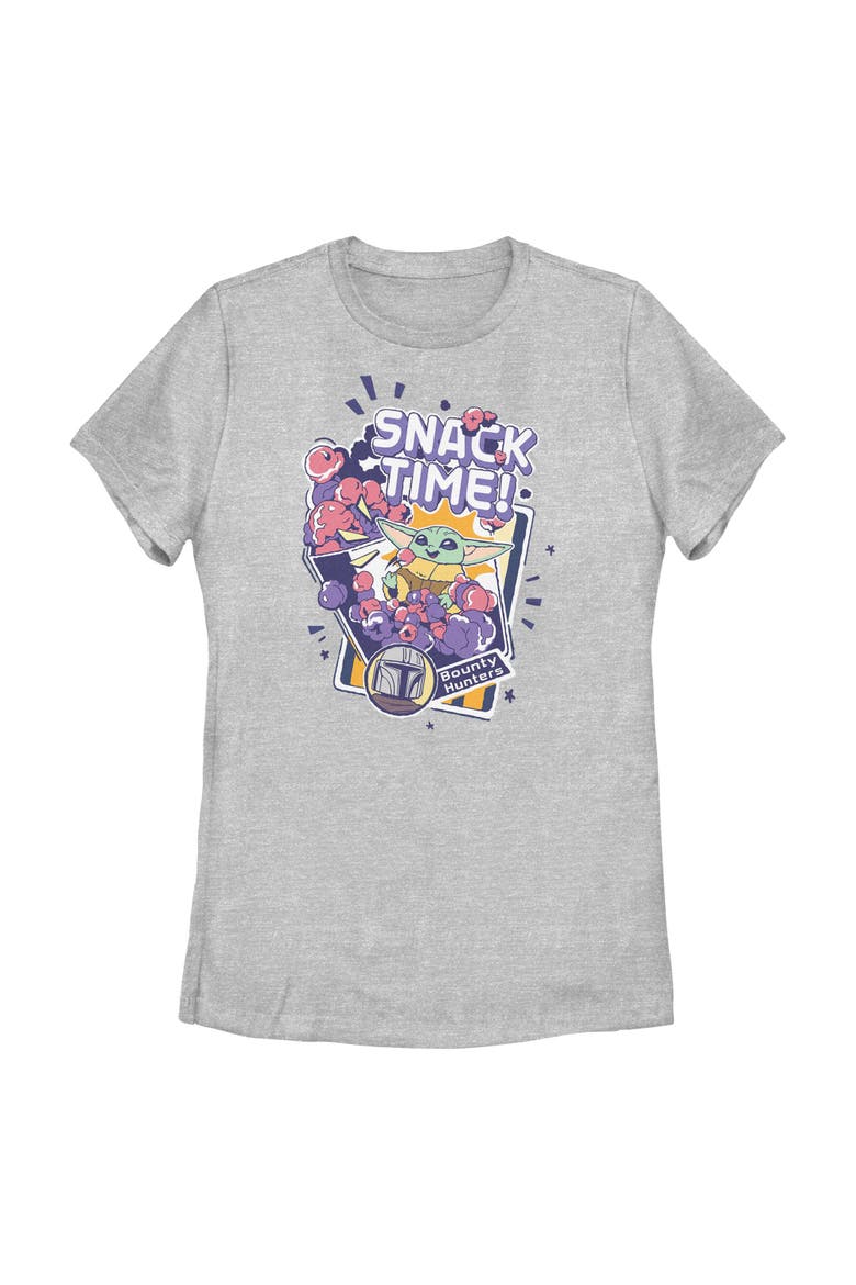 Women's Star Wars The Mandalorian and Grogu The Child Happy Snack Time  Graphic T-Shirt, Main, color, Athletic Heather