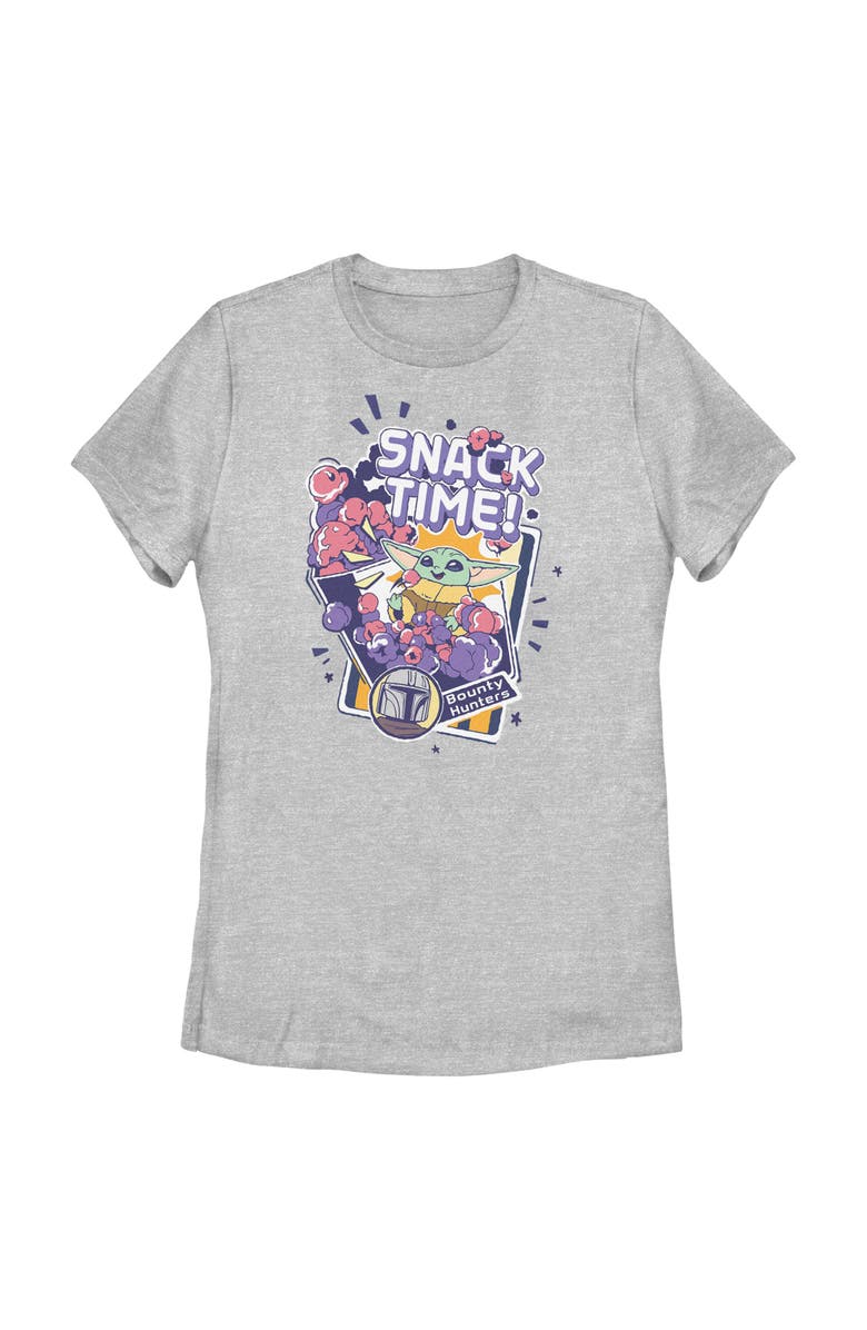 Star Wars: The Mandalorian and Grogu Women's Star Wars The Mandalorian and Grogu The Child Happy Snack Time  Graphic T-Shirt, Main, color, Athletic Heather