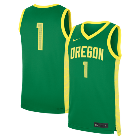 Men's Nike Green Oregon Ducks #1 Road Replica Basketball Jersey