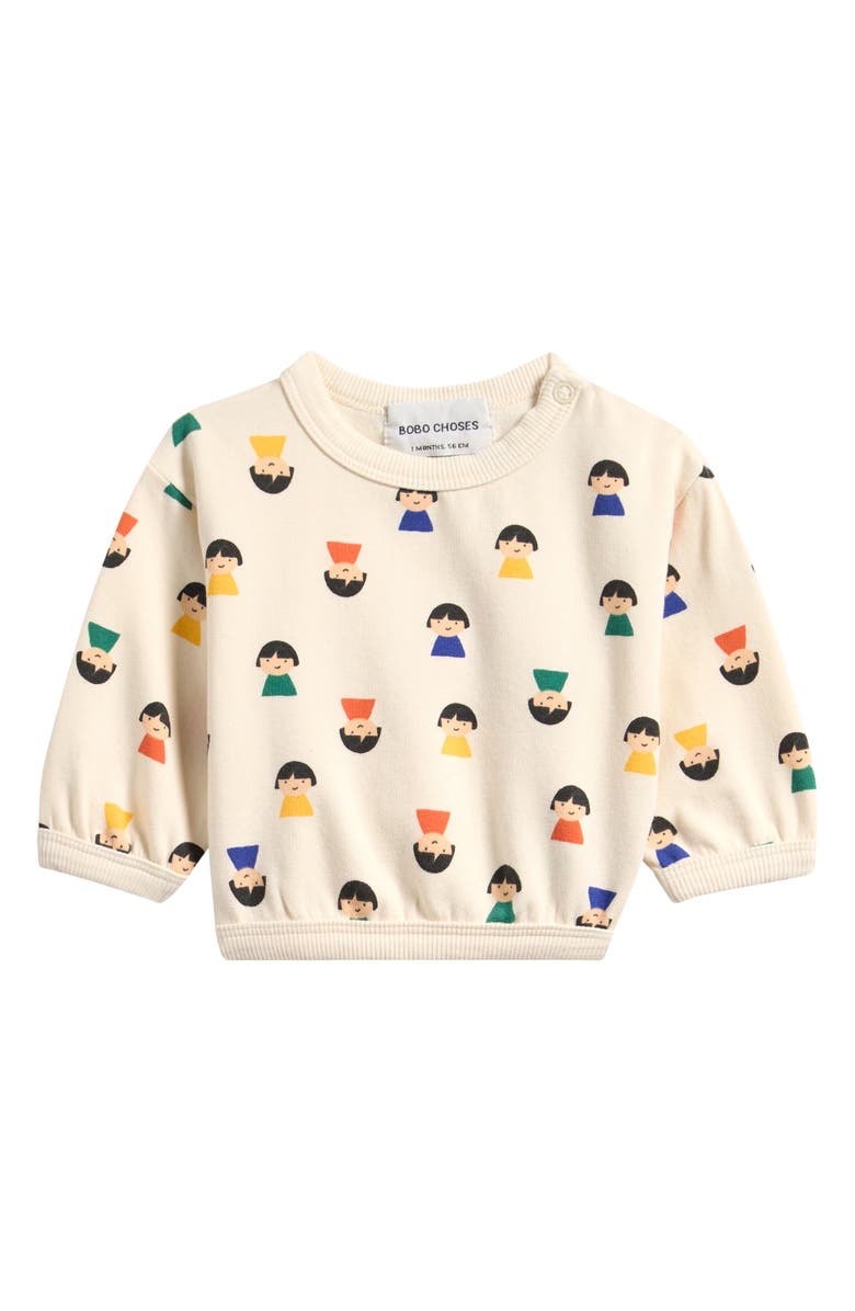 Bobo Choses Game Pawns Print Stretch Cotton Sweatshirt, Main, color, White