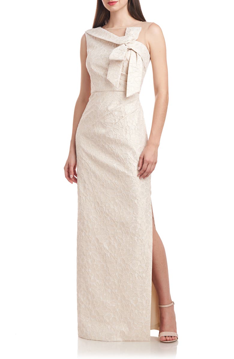 JS Collections Odette Asymmetric Illusion Yoke Gown, Main, color, 