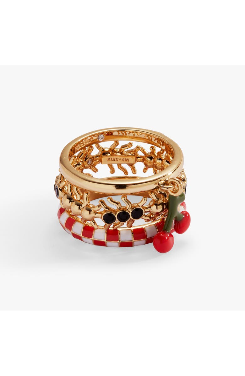 Alex and Ani Picnic Ring Stack, Main, color, Red
