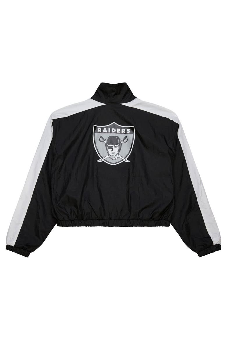 Women's Mitchell & Ness Black Oakland Raiders Nylon Cropped Full-Zip Jacket, Alternate, color, Black