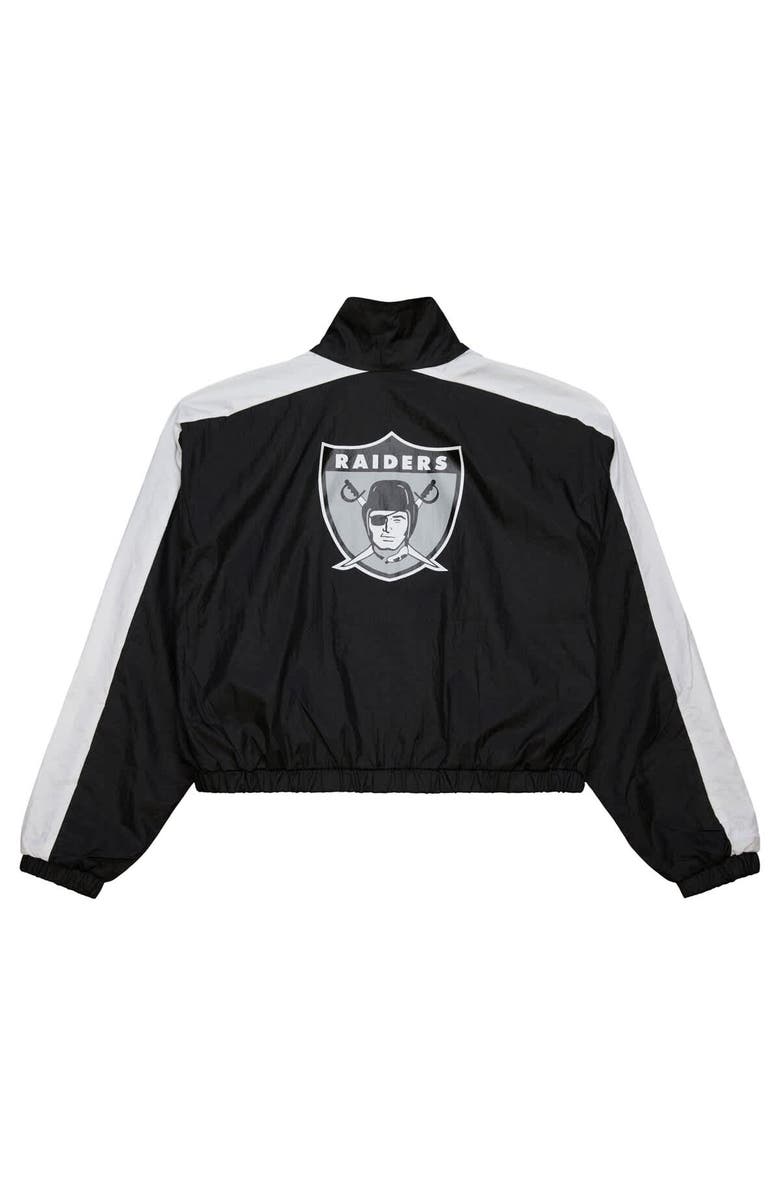 Mitchell & Ness Women's Mitchell & Ness Black Oakland Raiders Nylon Cropped Full-Zip Jacket, Alternate, color, Black
