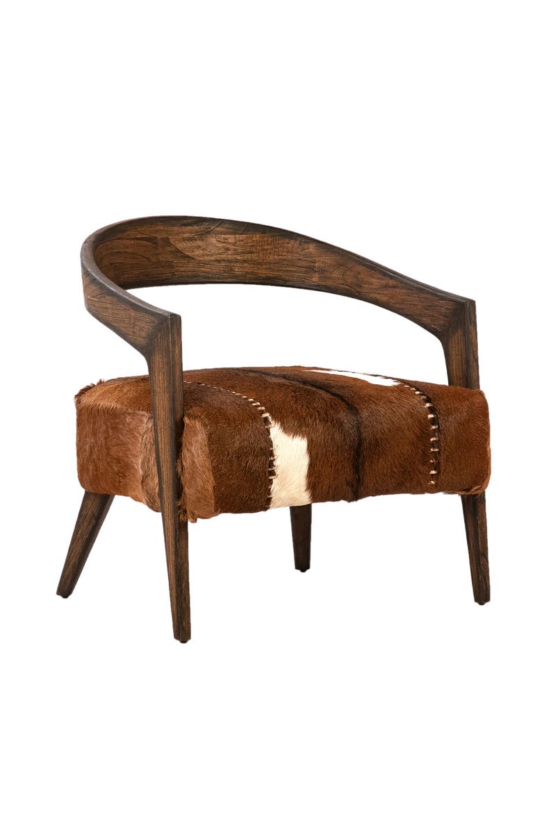 Tamsin Goat Hide & Mindi Wood Accent Chair, Main, color, Natural