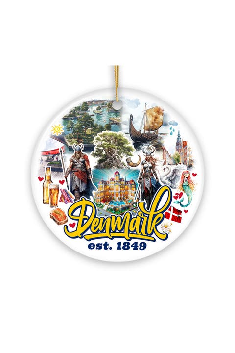 Denmark Viking Heritage Collage Ornament - Version 1