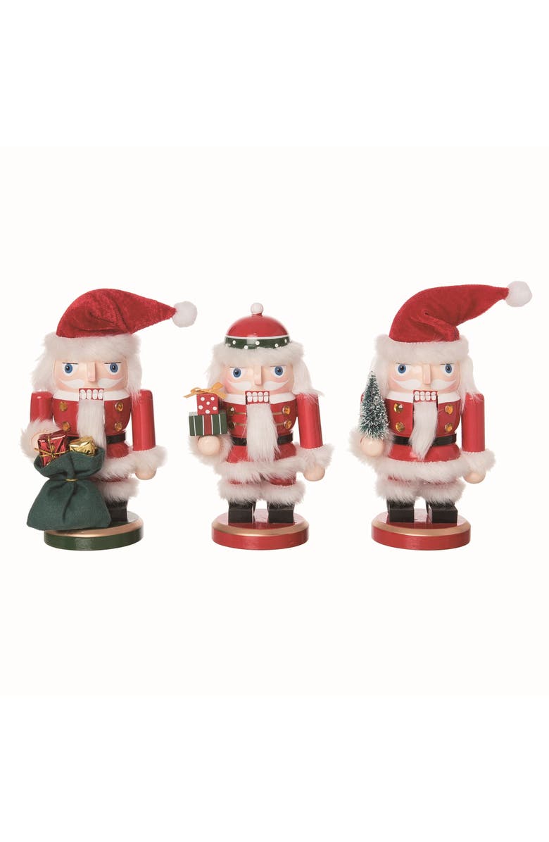 Transpac Wood Short Stack Santa with Gifts Set of 3 Christmas Decor, Main, color, 