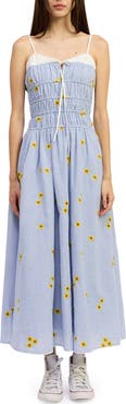 JACQUIE THE LABEL Sonnie Embroidered Detail Stripe Maxi Dress