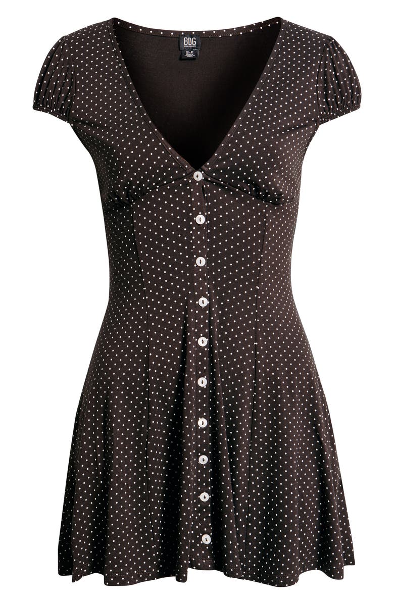 BDG Urban Outfitters Kiki Polka Dot Fit & Flare Dress, Alternate, color, Brown