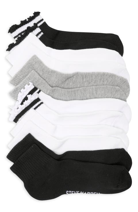 Assorted 6-Pack Varsity Stripe & Lettuce Edge Ankle Socks