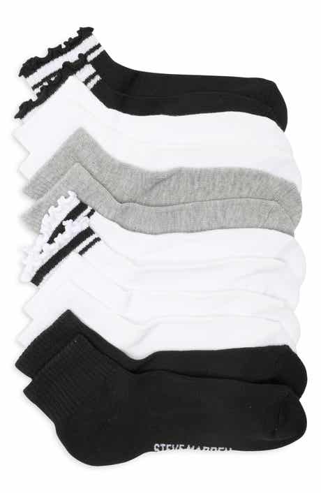 Steve Madden Assorted 6-Pack Varsity Stripe & Lettuce Edge Ankle Socks