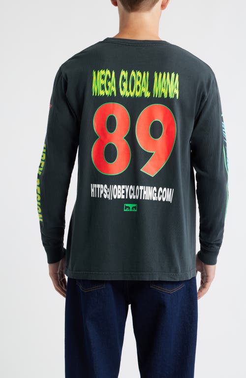 Obey Mega Global Mania Graphic Long Sleeve T-shirt In Green