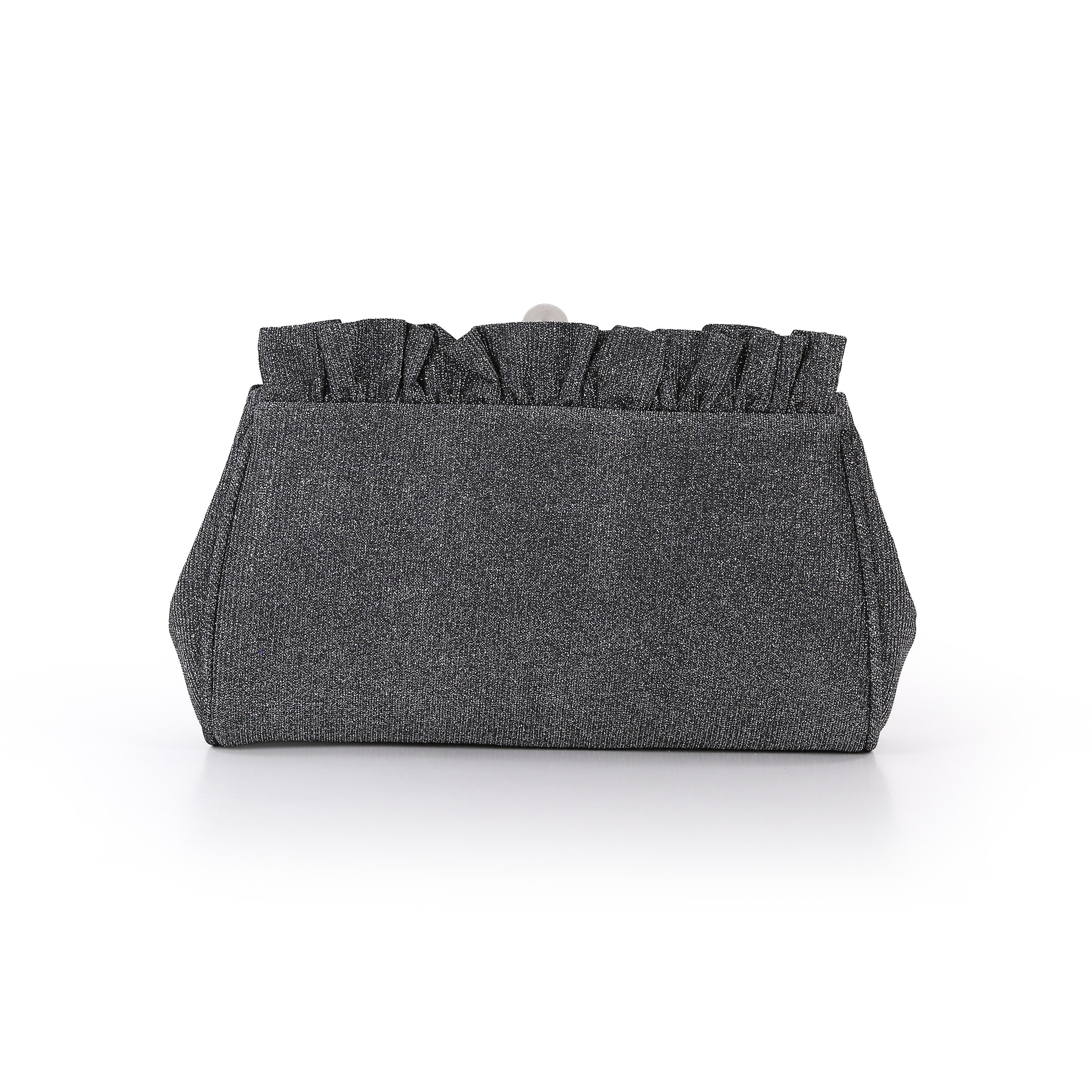 Ria Sparkle Jacquard Ruffle Top Clutch, Alternate, color, Pewter