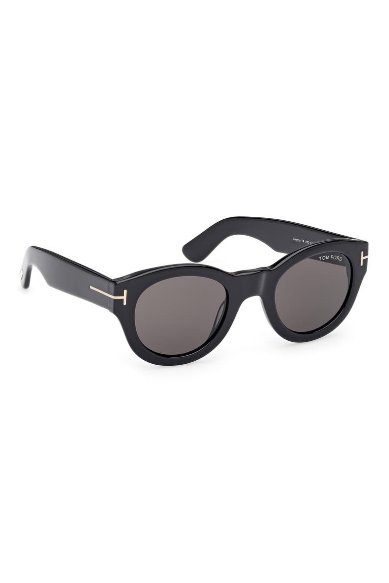 Lucinda 48mm Round Sunglasses, Alternate, color, SHINY BLACK / SMOKE