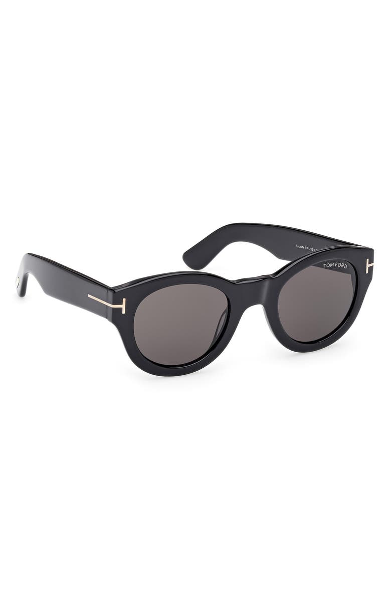 TOM FORD Lucinda 48mm Round Sunglasses, Alternate, color, Shiny Black / Smoke