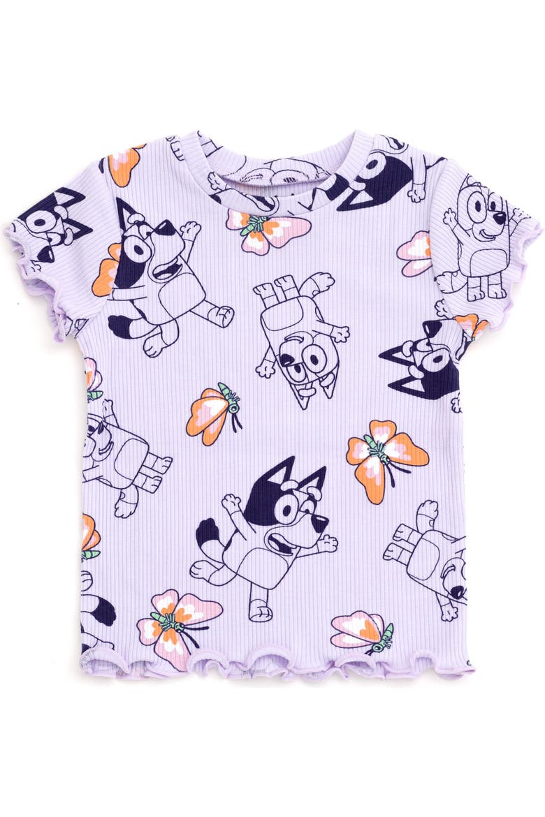 2-Piece T-Shirt and Bike Shorts Set, Alternate, color, Bluey Bingo Purple