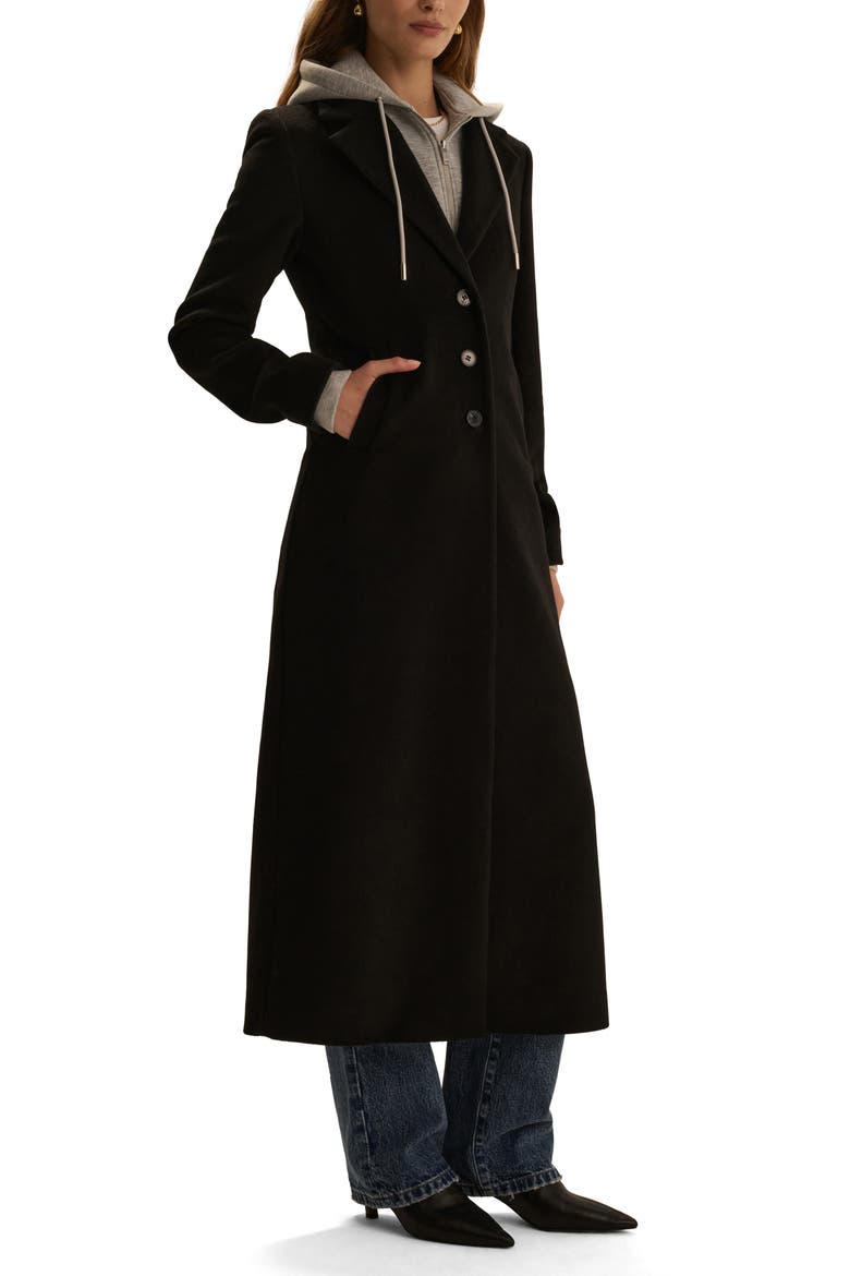 The Sport Wool Blend Coat with Hoodie Insert, Alternate, color, BLACK