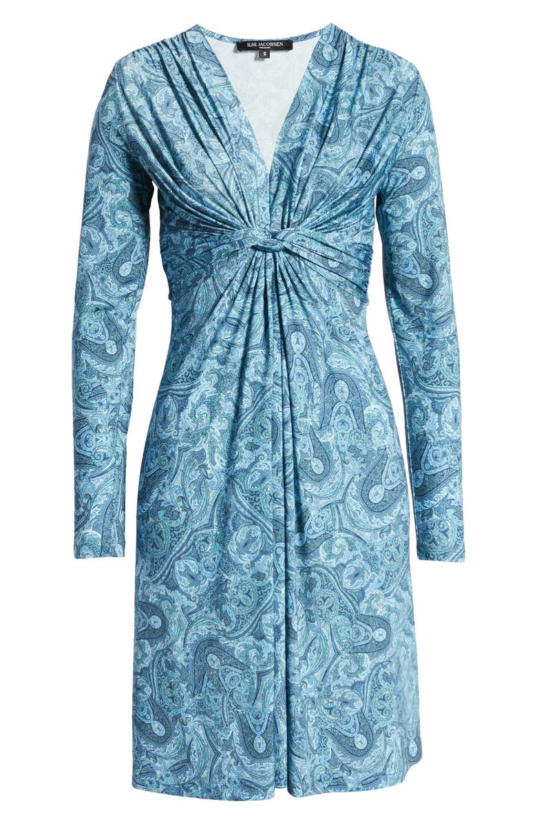 Ilse Jacobsen Paisley Print Twist Front Long Sleeve Jersey Dress, Alternate, color,