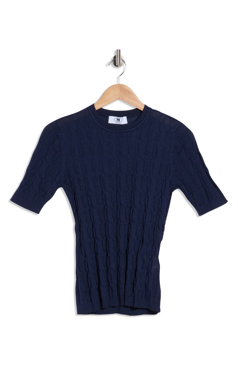 M Missoni Girocollo Short Sleeve Sweater, Alternate, color, Navy Tones
