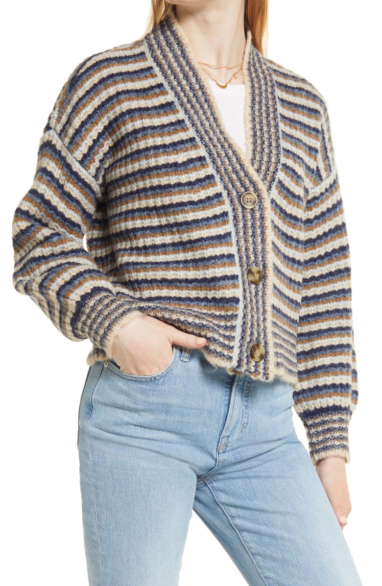 Madewell Waller Stripe Crop Cardigan, Alternate, color, 