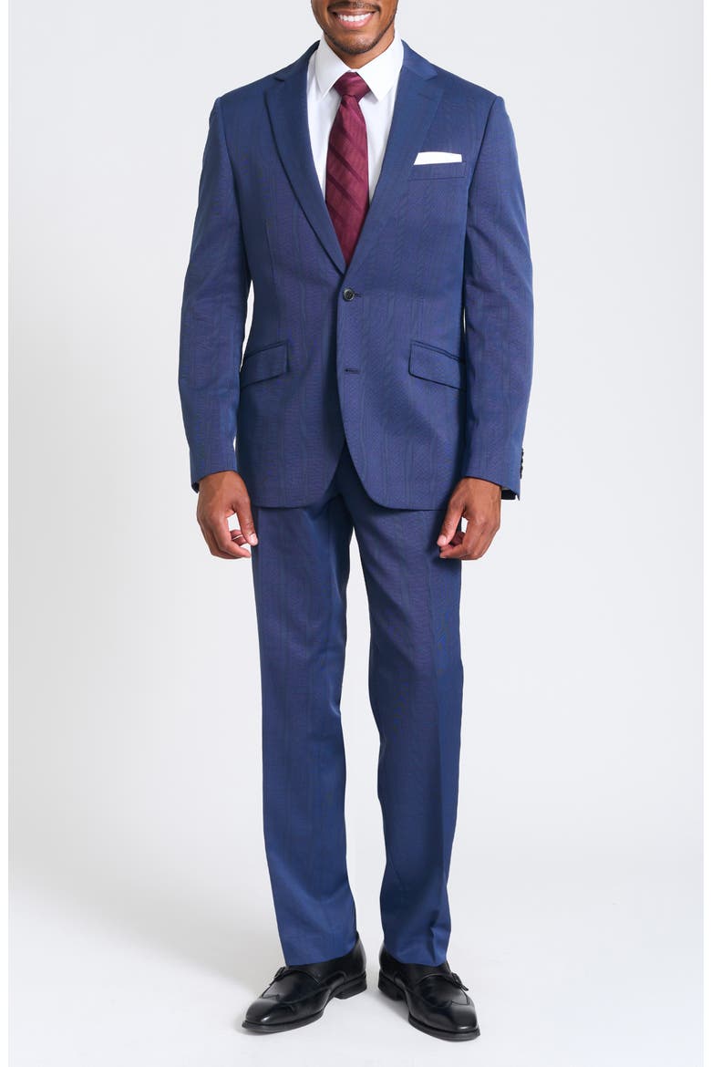 Navy Plaid Slim Fit Suit, Main, color, NAVY