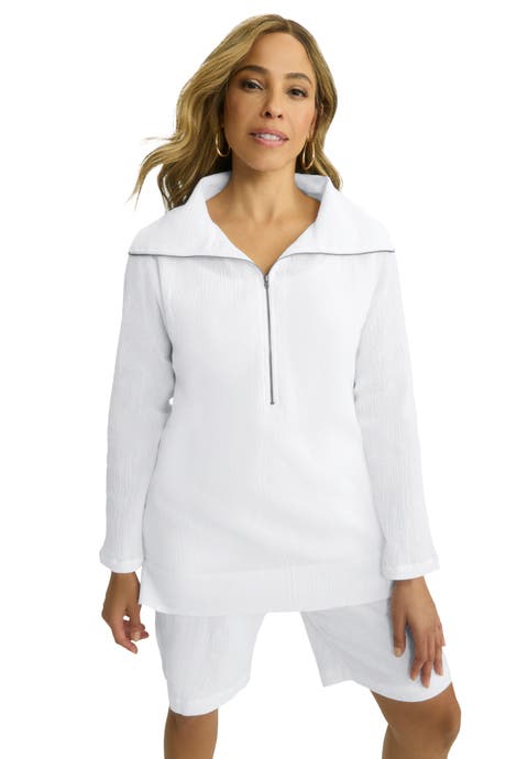 Gauze Half-Zip Tunic (Plus)