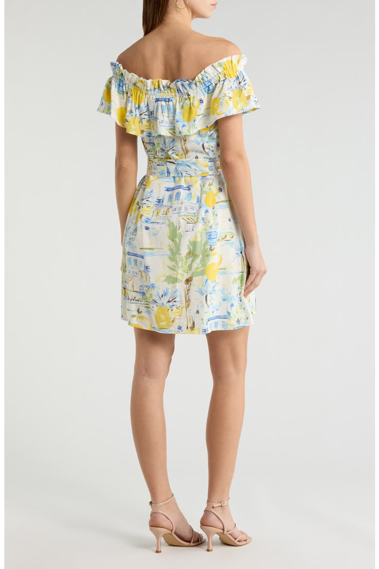 Amalfi Coast Off the Shoulder Minidress, Alternate, color, BLUE MULTI