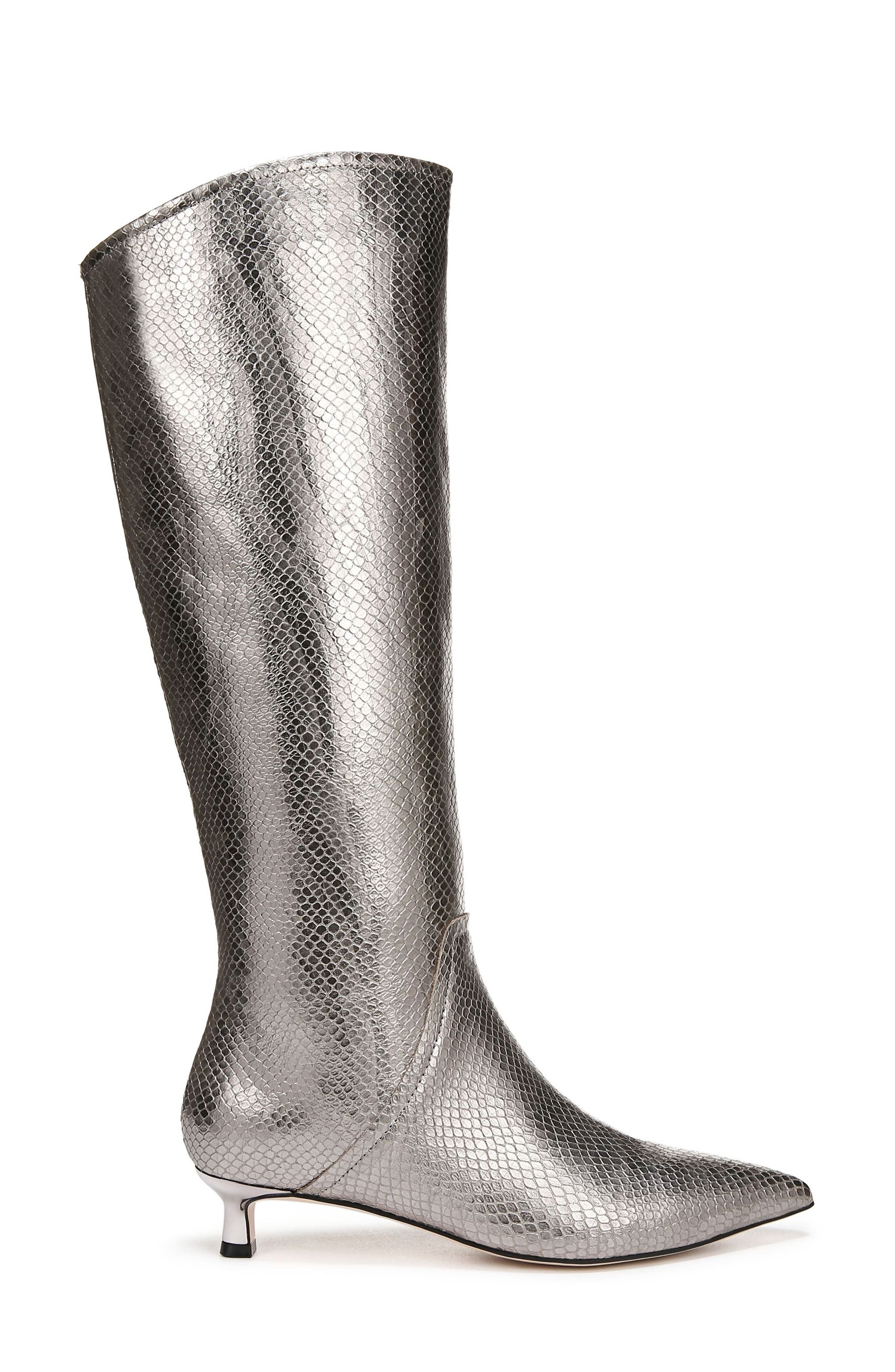 27 EDIT Naturalizer Nikita Kitten Heel Tall Boot, Alternate, color, Silver