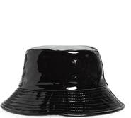 Open Edit Shine Faux Patent Leather Bucket Hat