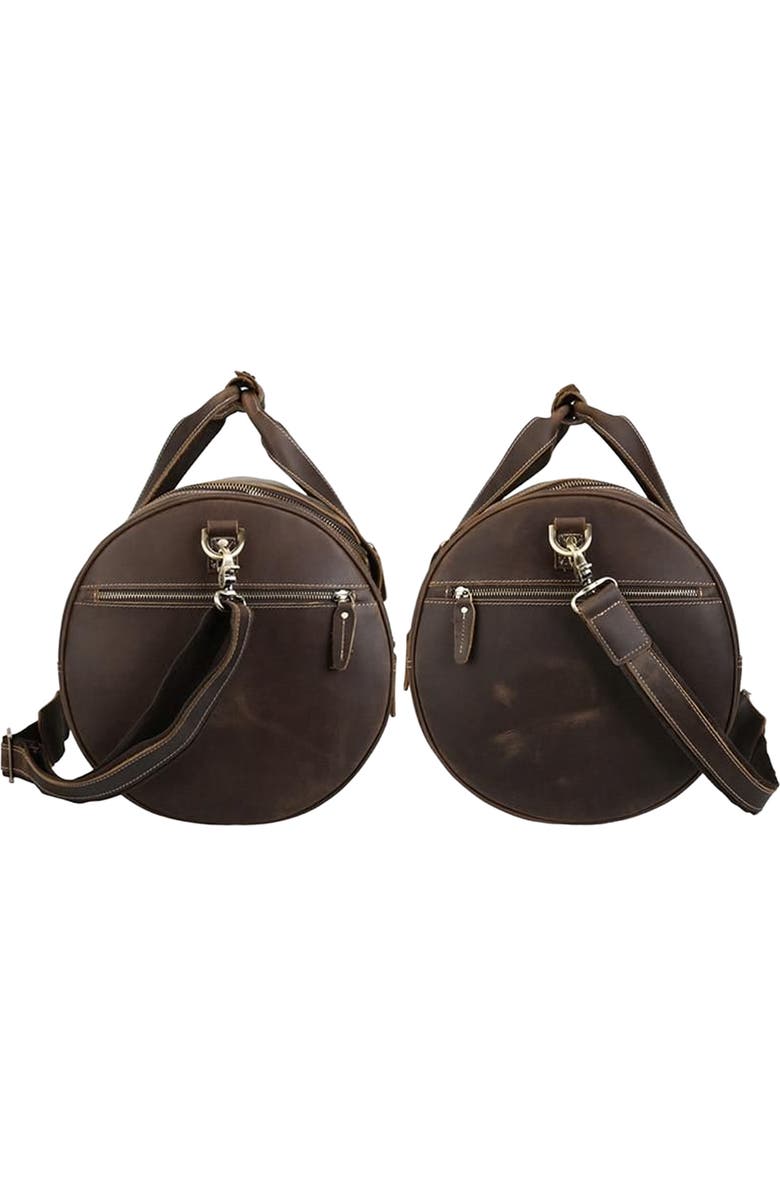 STEEL HORSE LEATHER The Wainwright Weekender | Round Vintage Leather Weekender, Alternate, color, Dark Brown