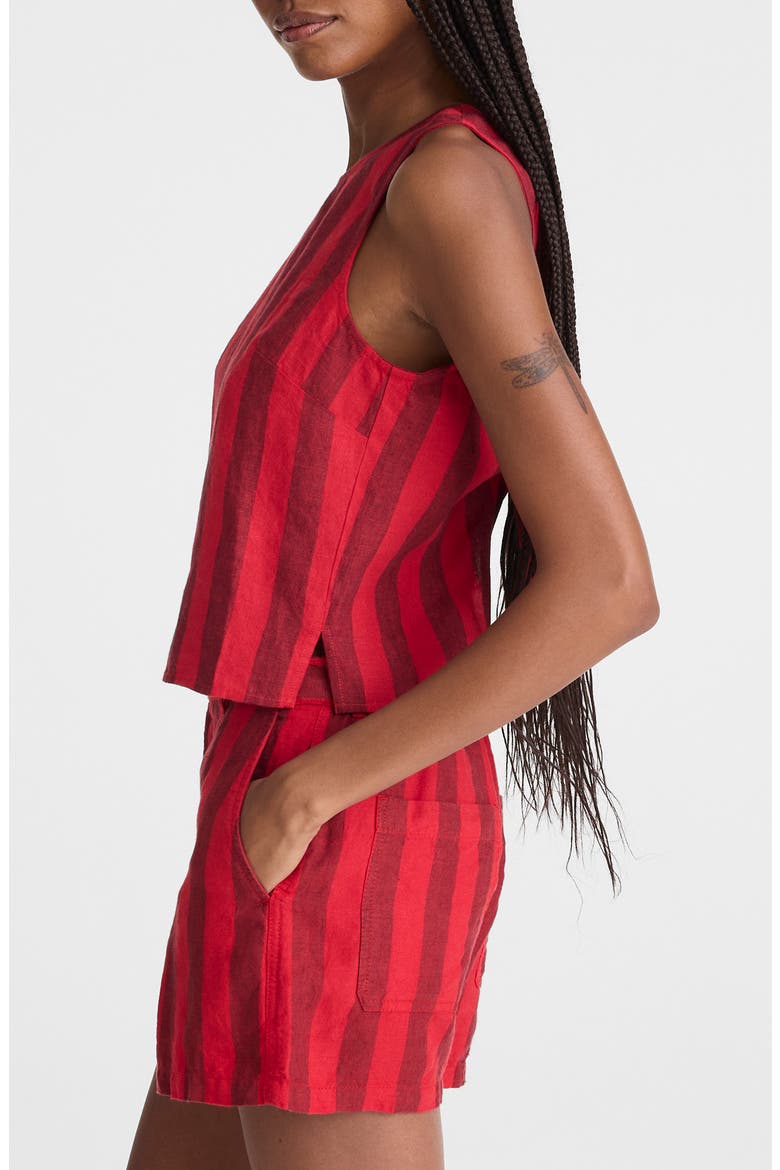 Tie-Back Linen Shell Top, Alternate, color, ENAMEL RED