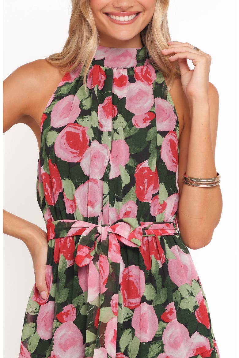 Caroline Floral Halter Neck Maxi Dress, Alternate, color, BLACK FLORAL