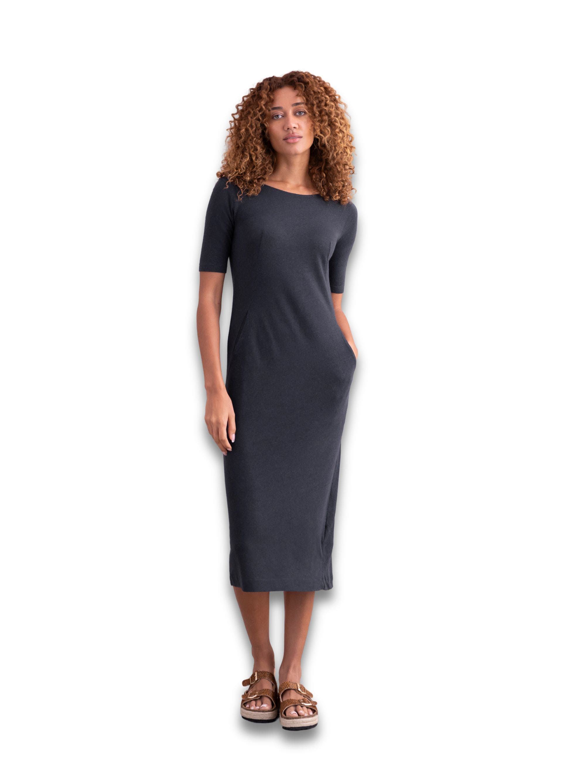 Linen Cotton Blend Button Back Dress - image 3