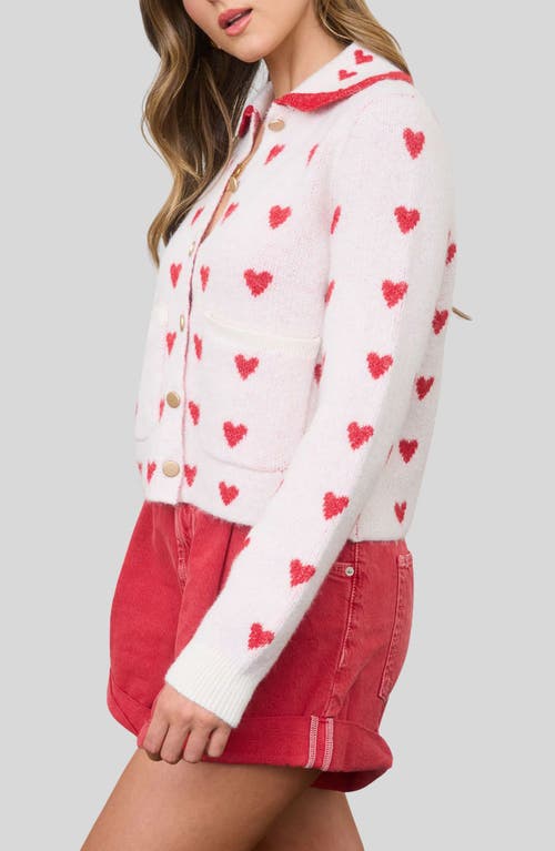 Blu Pepper Heart Peter Pan Collar Cardigan In White