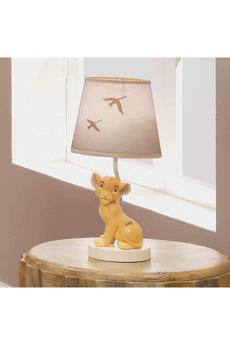 Disney Baby Lion King Safari Custom Hand-Painted Lamp with Shade, Alternate, color, Brown