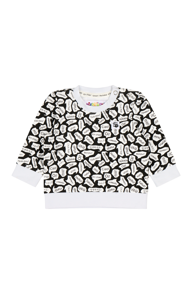 Mixed Up Clothing Baby Crewneck Sweatshirt and Jogger Pants Set, Alternate, color, Black/White/Hello