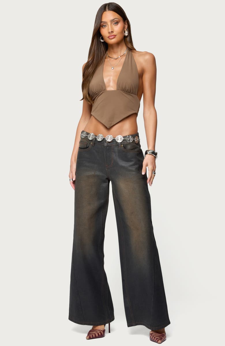 EDIKTED Open Back Triangle Halter Top, Alternate, color,