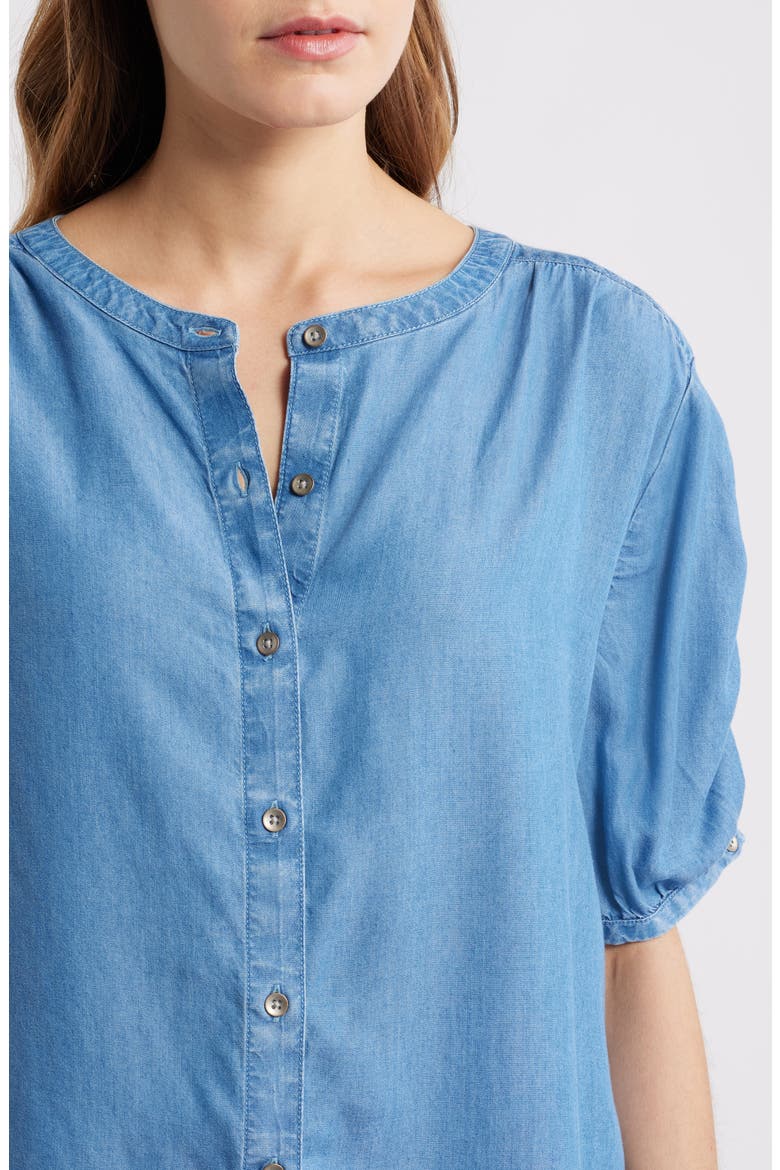 Deja Short Sleeve Denim Shirt, Alternate, color, MEDIUM WASH