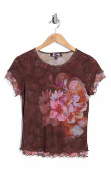 Floral Mesh Double Layer Top
