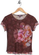 LUV BETSEY Floral Mesh Double Layer Top