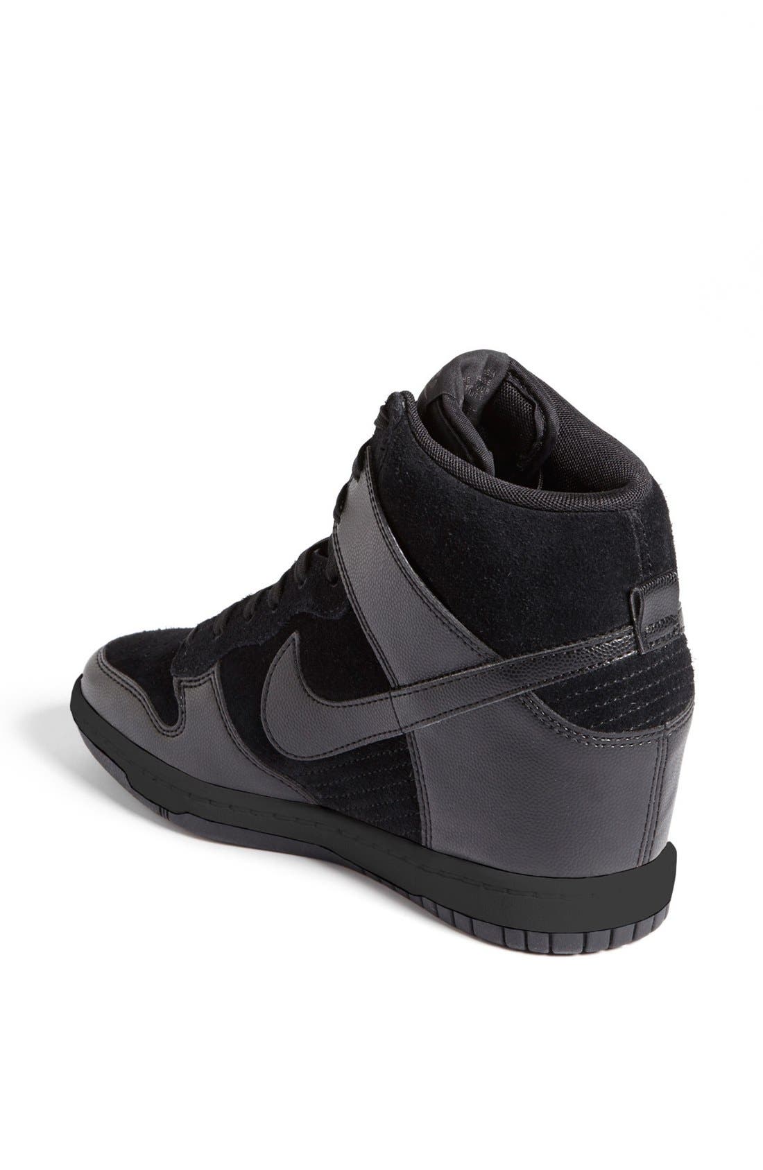 'Dunk Sky Hi' Wedge Sneaker, Alternate, color, BLACK/ BLACK