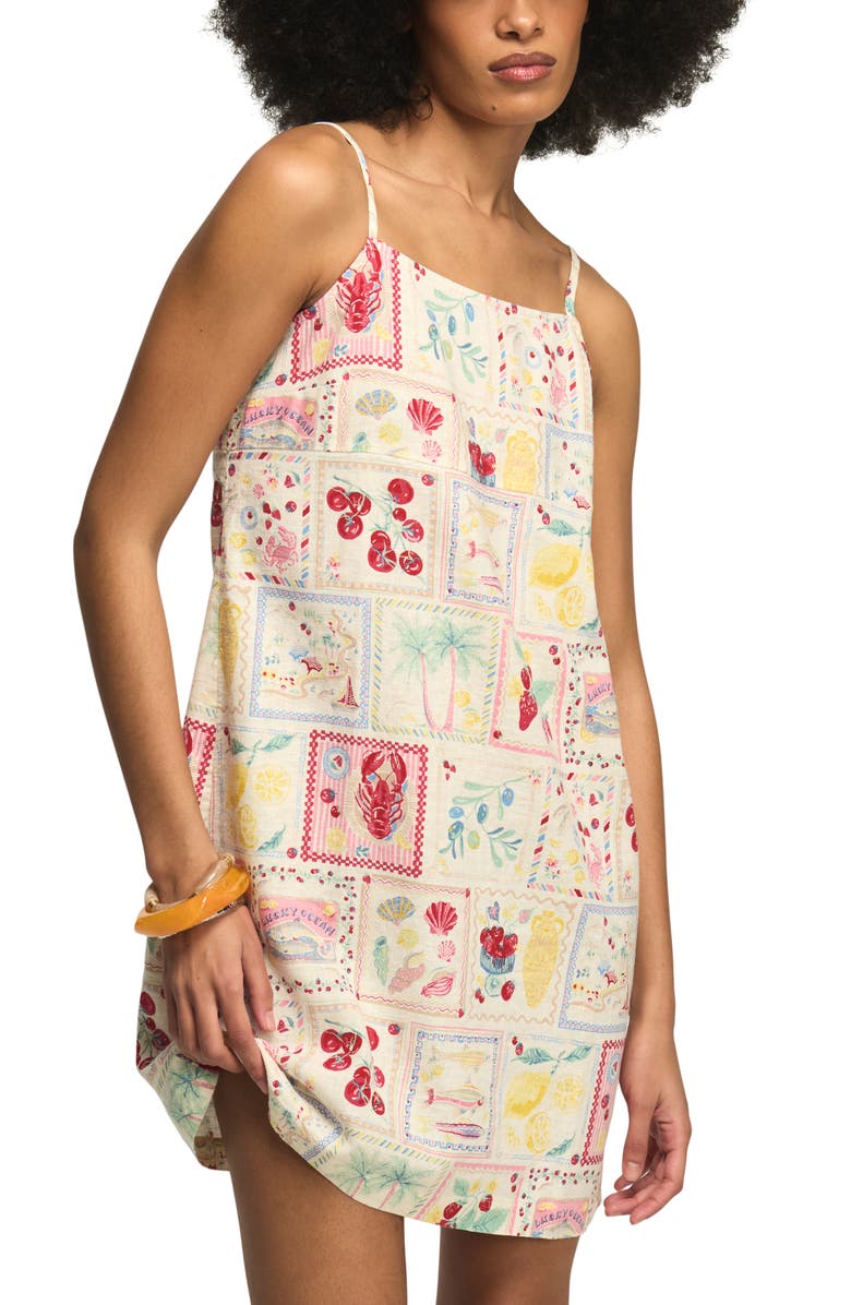 Lucky Brand Conversational Print Linen Blend Minidress, Alternate, color, Multi Postcard