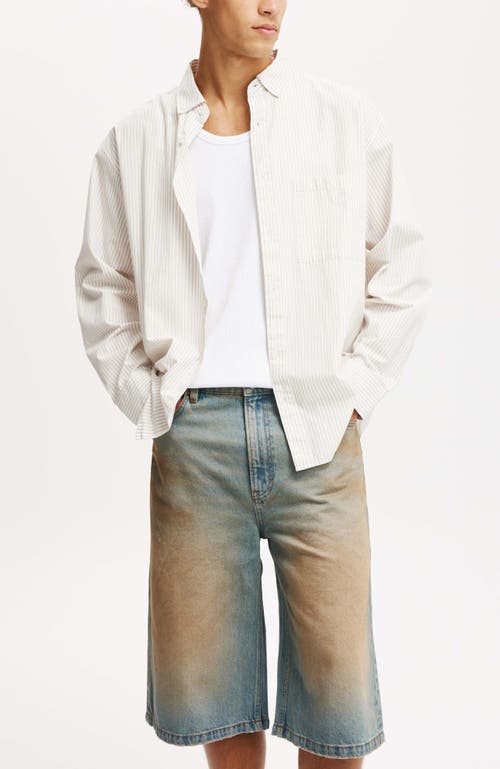 Shop Cotton On Super Baggy Jort In Earl Blue
